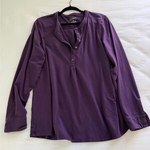 L.L. Bean Women’s XL Purple Henley Button Front Long Sleeve Top